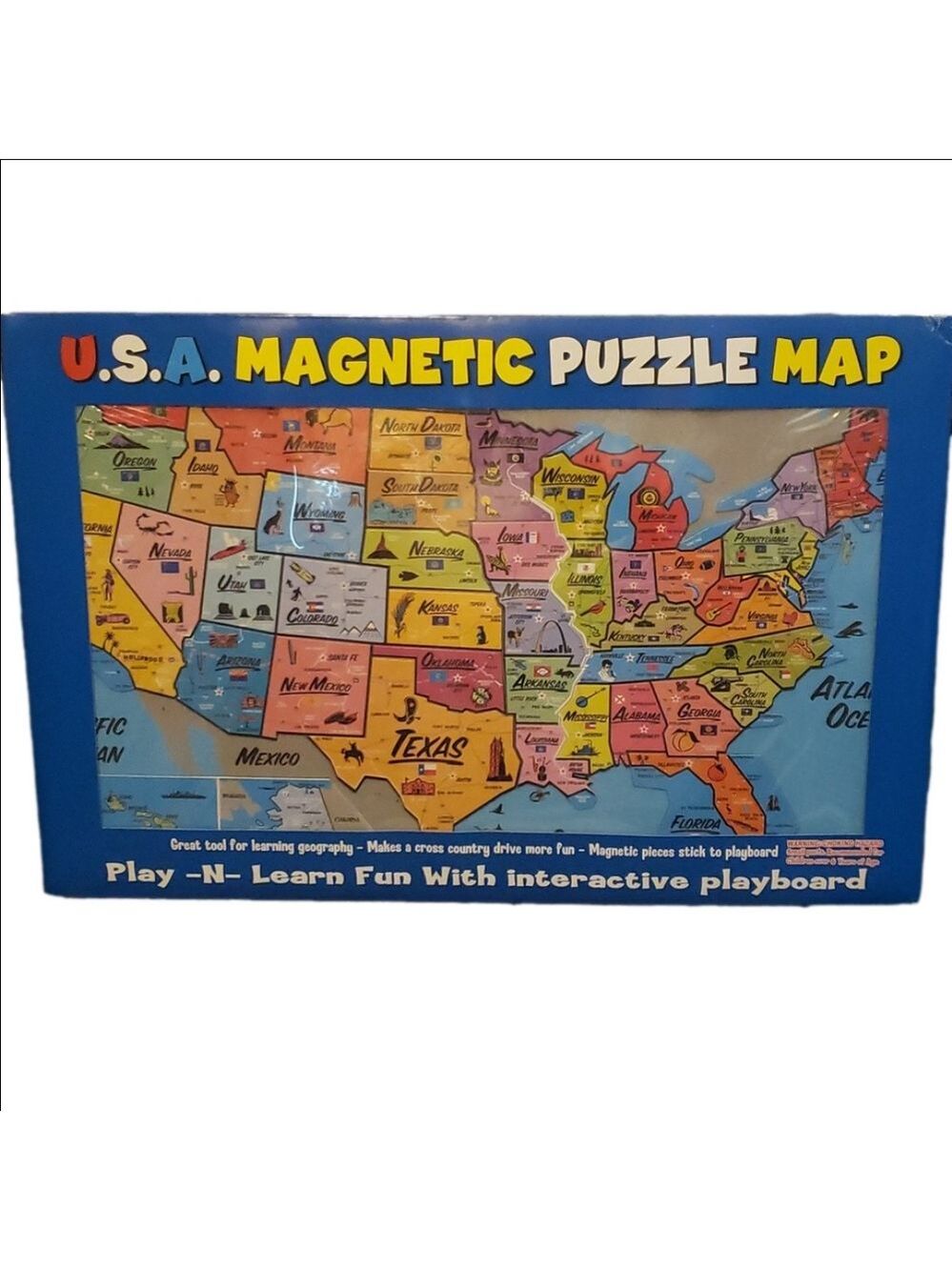 Magnetic Puzzle Map of United States Of America New Sealed Toy Map Game Map 2010
